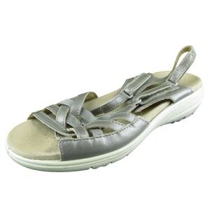 Hotter Maise Women Strappy Sandal Shoes Taupe Leather Size 7 Medium